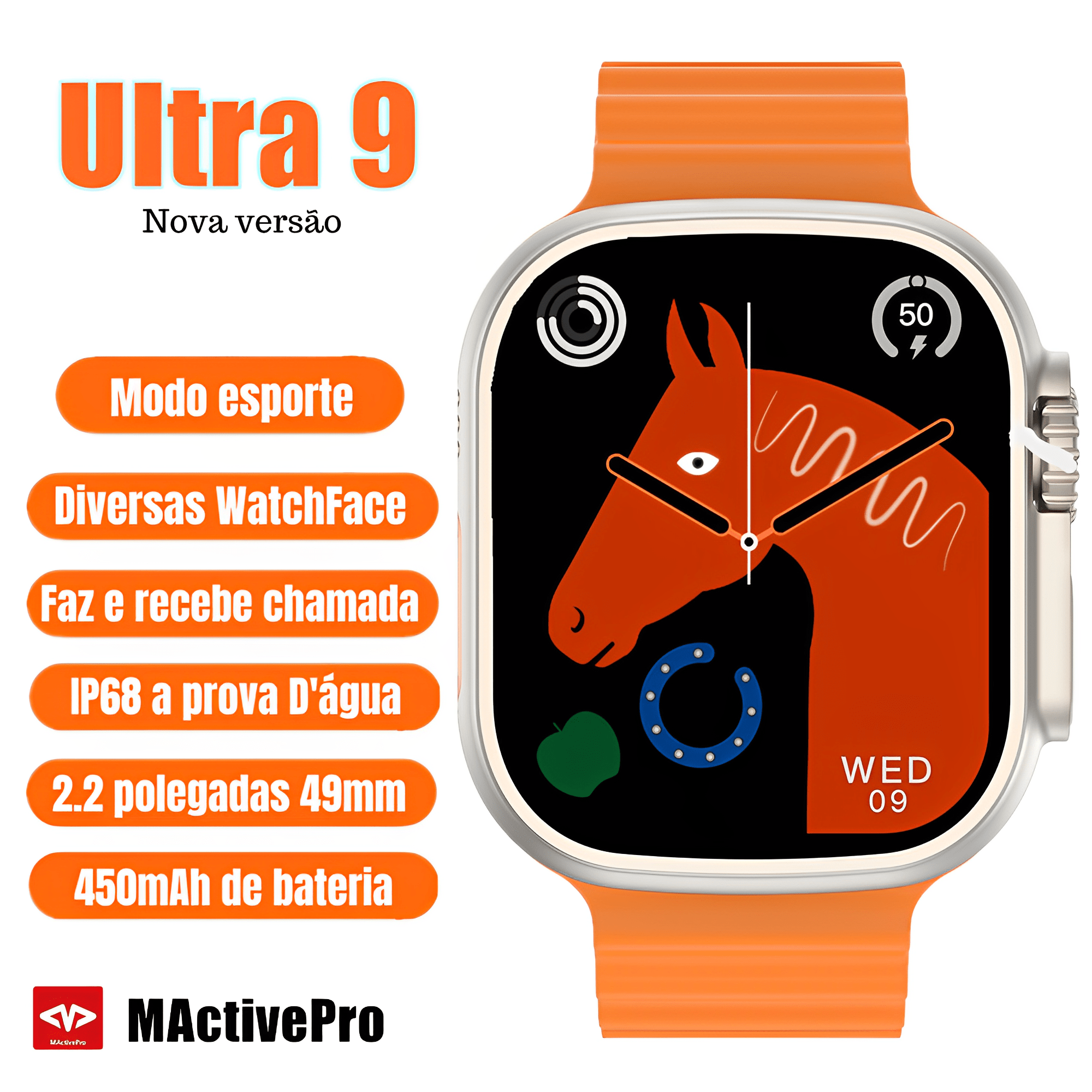 SMARTWATCH W68 ULTRA Série 8 - Como Baixar novas Watch faces e Colocar Foto  com o APP MACTIVEPRO 